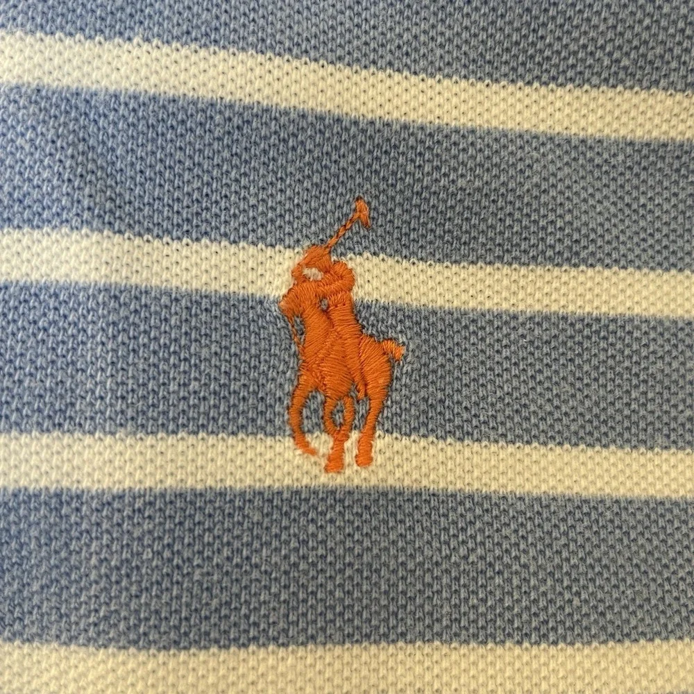 Polo Ralph Lauren Shirt XL Blue White Striped Orange‎ Pony Preppy Cotton Mens XL